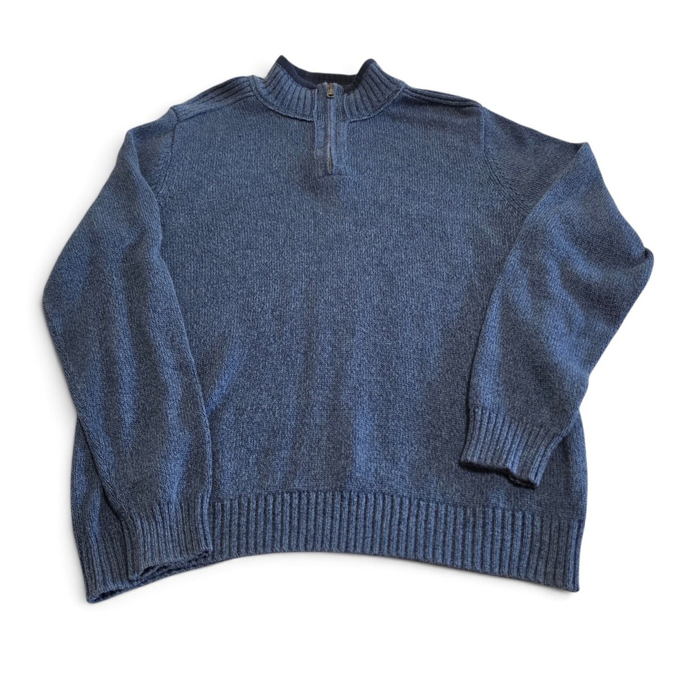 Vintage Y2K Dockers 1/4 Zip 100% Cotton Sweater Men's M Lake Marl Blue